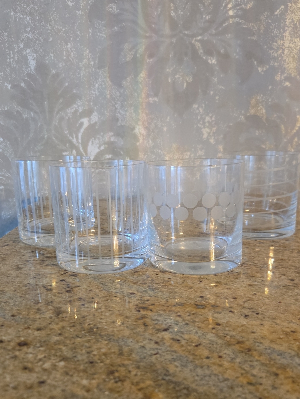 Mikasa set Of 4 Double Old Fashioned Glasses Etched Design